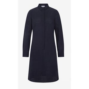 NWOT Akris Punto perforated pin dot poplin cotton shirt dress navy, Sz 14 $1,040
